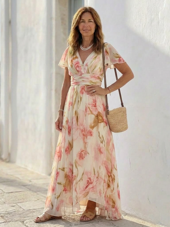 Cordelia Pink Floral Maxi Dress