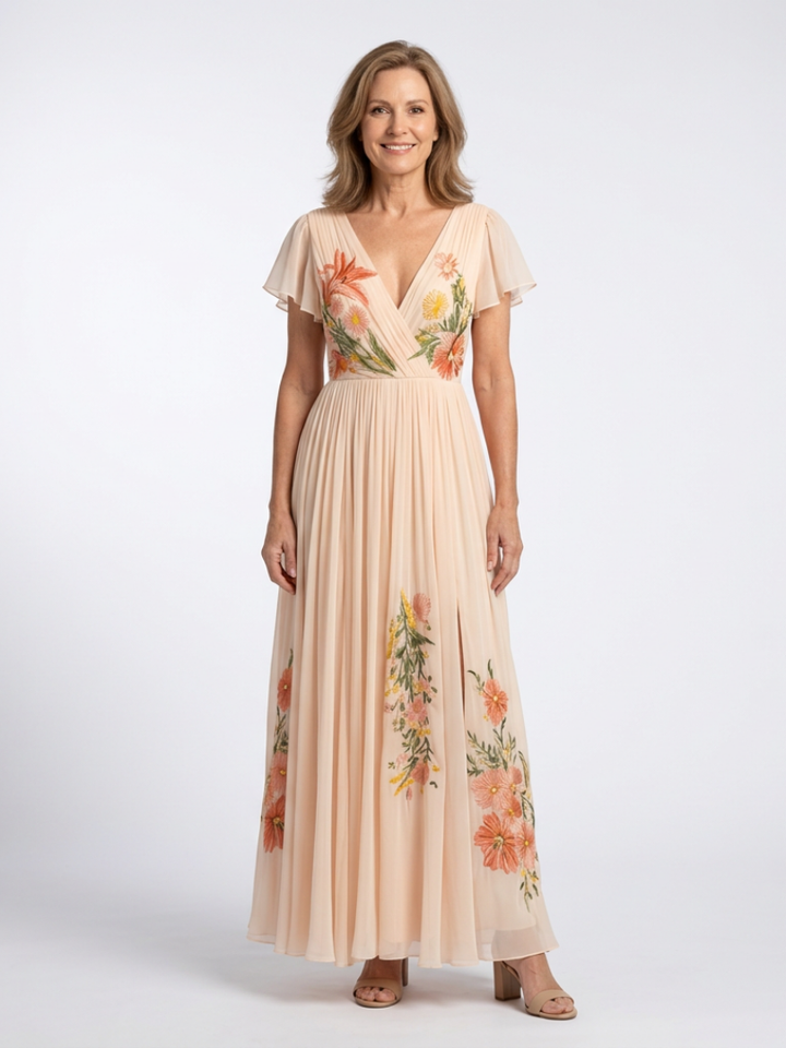 Isolde Floral Pleated Maxi Dress