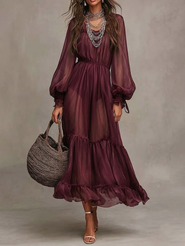 Layla | Elegant midi dress with V-neck