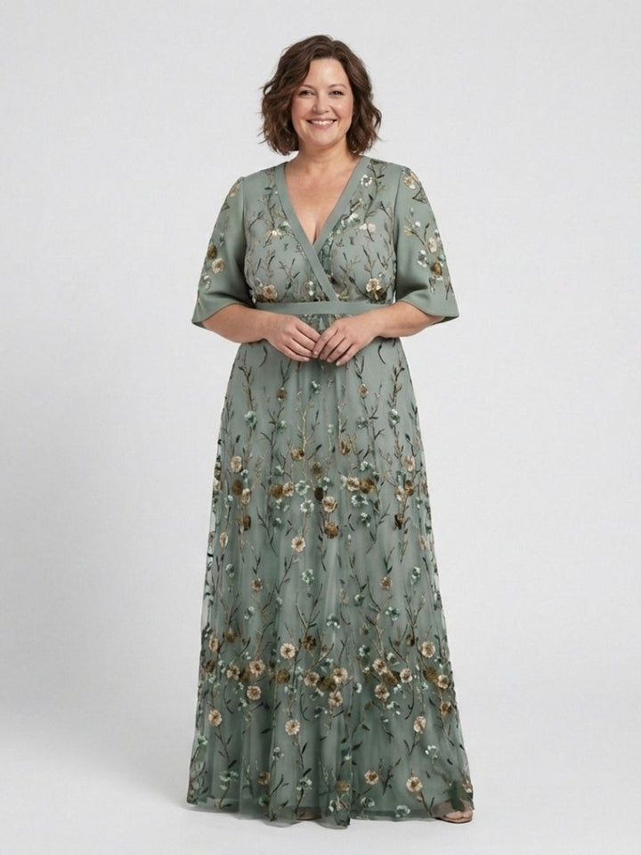 Adelaide Green Floral Maxi Dress