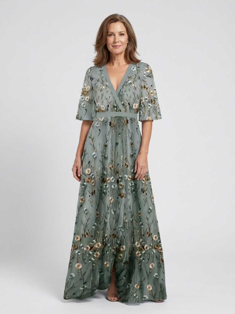 Adelaide Green Floral Maxi Dress