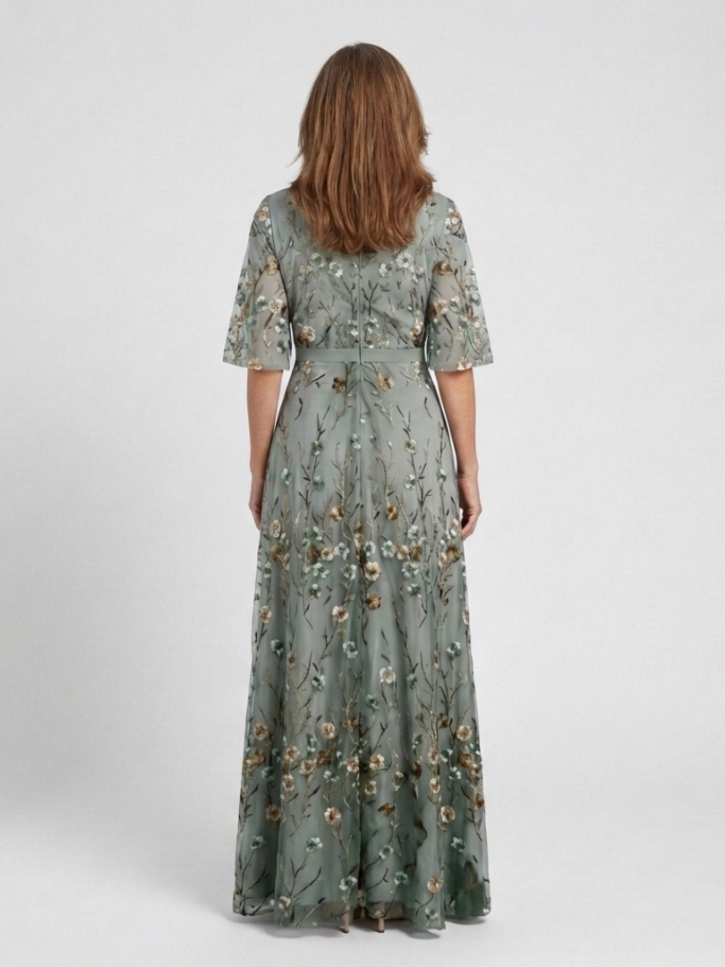 Adelaide Green Floral Maxi Dress