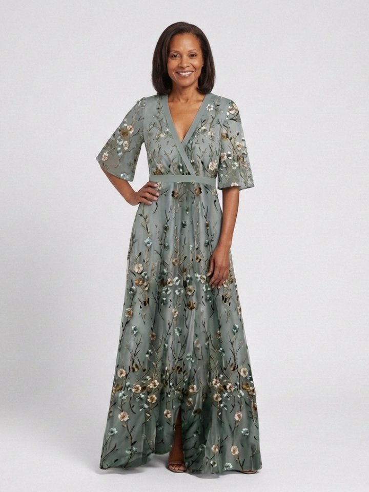 Adelaide Green Floral Maxi Dress