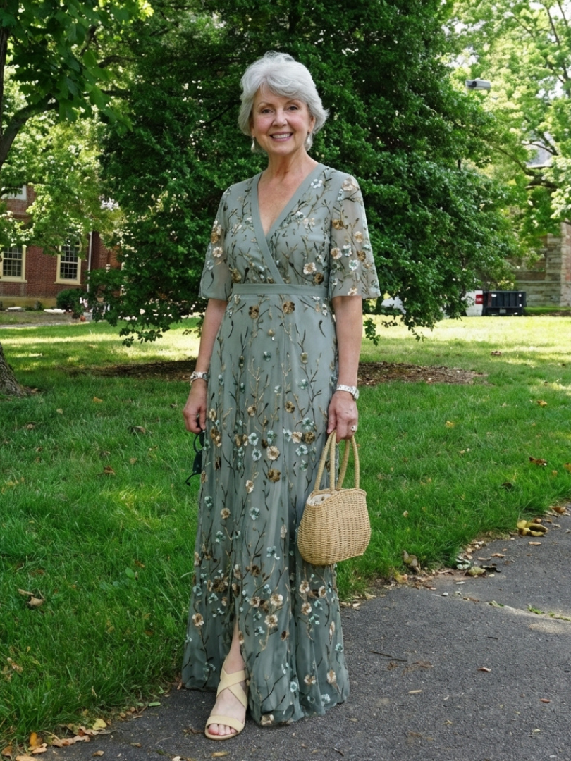 Adelaide Green Floral Maxi Dress