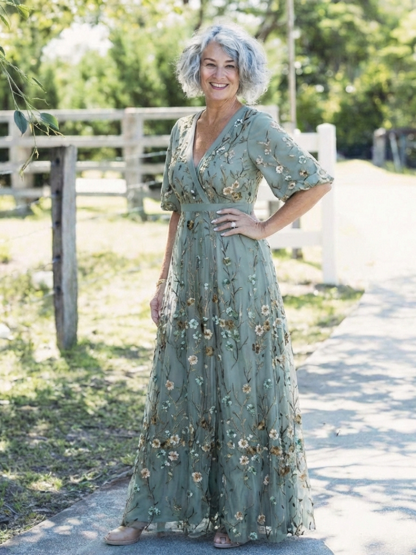 Adelaide Green Floral Maxi Dress