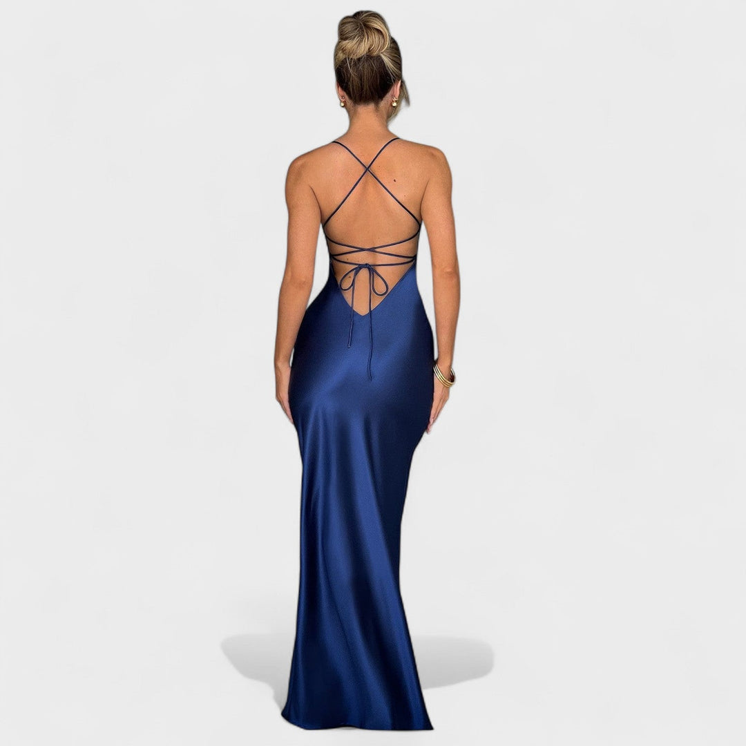 Nora - Midnight Blue Satin Dress