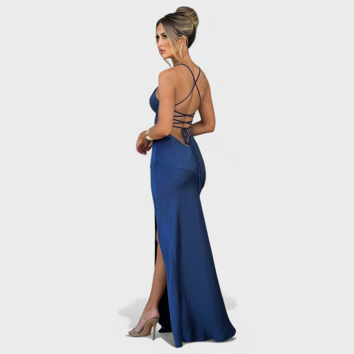 Nora - Midnight Blue Satin Dress