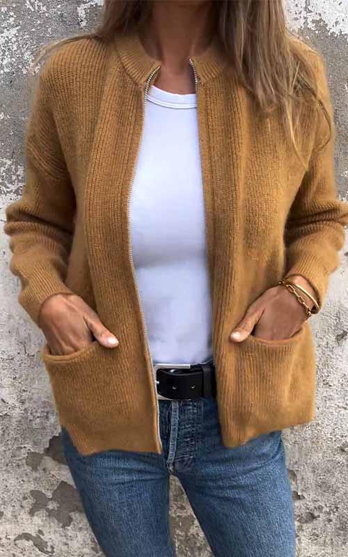 Tahlia | Zip-Up Knit Cardigan