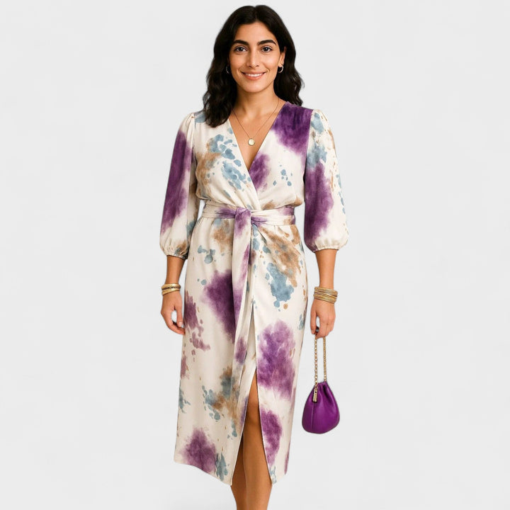 Billie - Crossover Printed Midi Dress