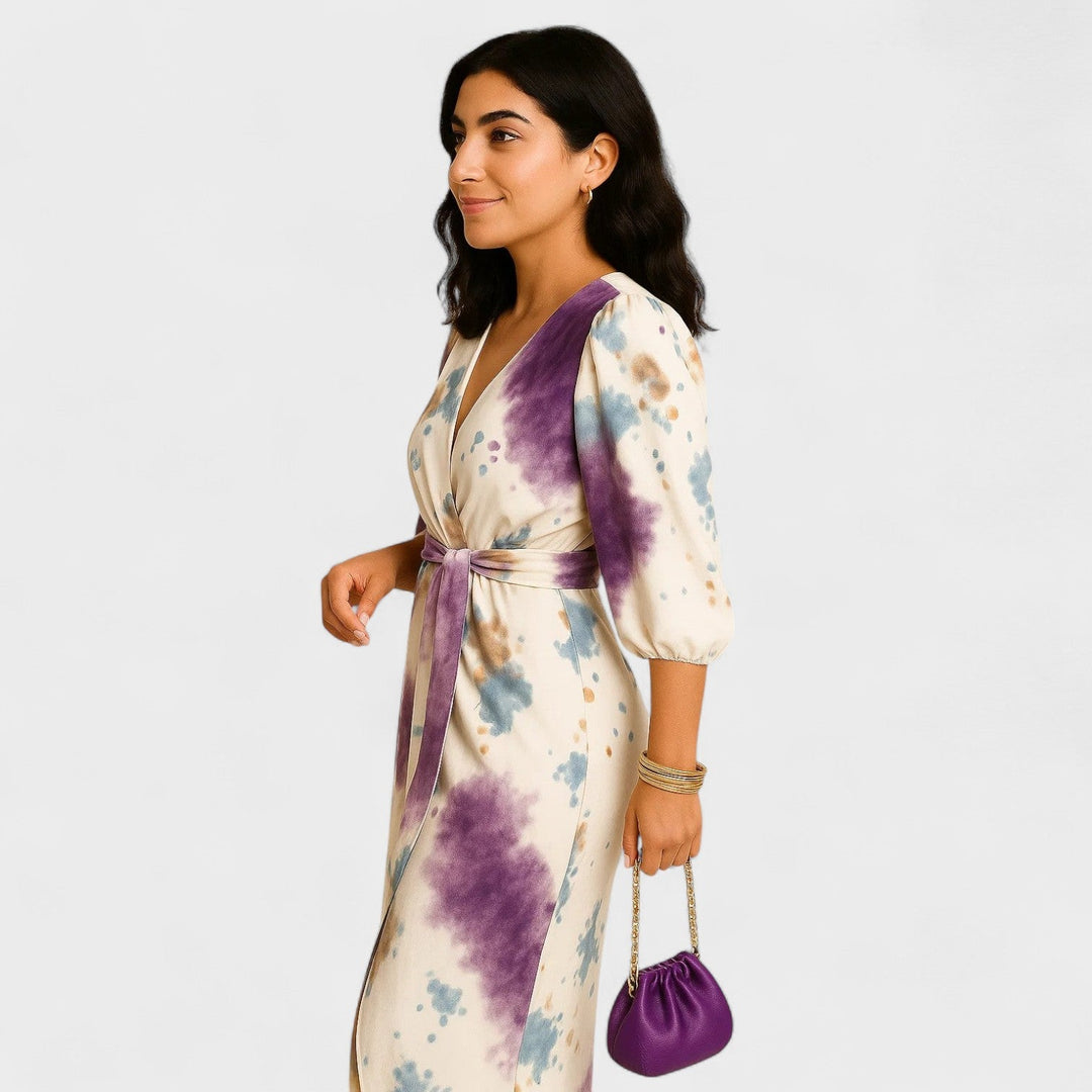 Billie - Crossover Printed Midi Dress