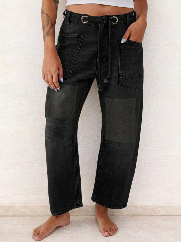 Aria - Patchwork Drawstring Jeans