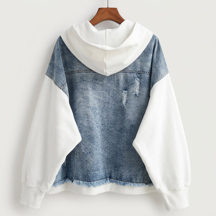 Hayley - Two-Tone Hooded Denim Jacket