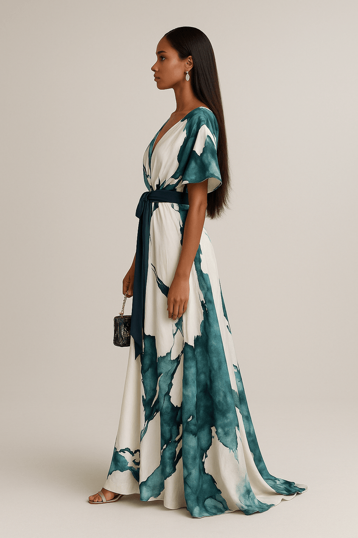 Heidi - Watercolour Print Long Dress