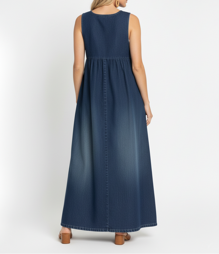 Freya - Vintage Denim Maxi Dress