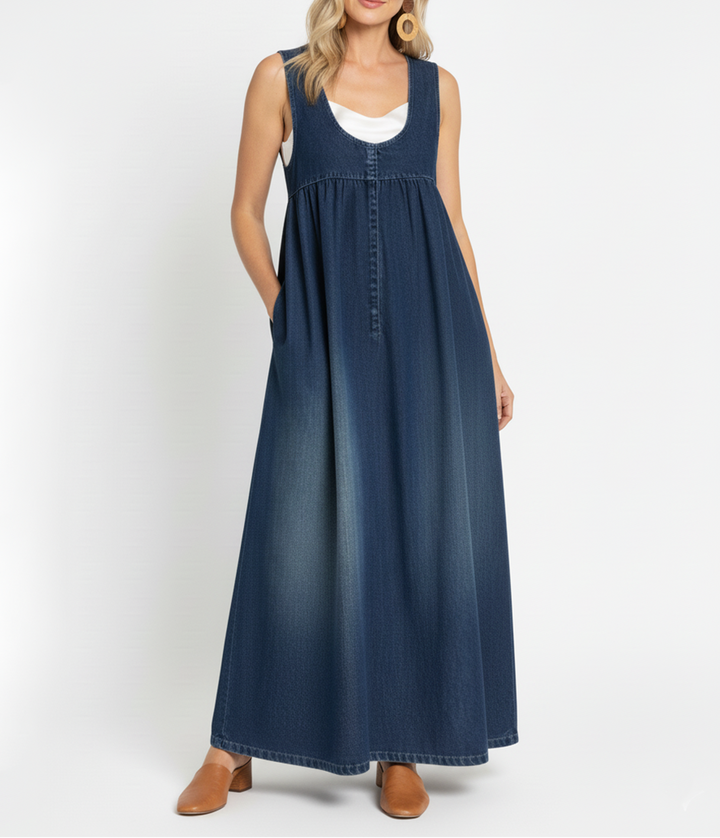 Freya - Vintage Denim Maxi Dress