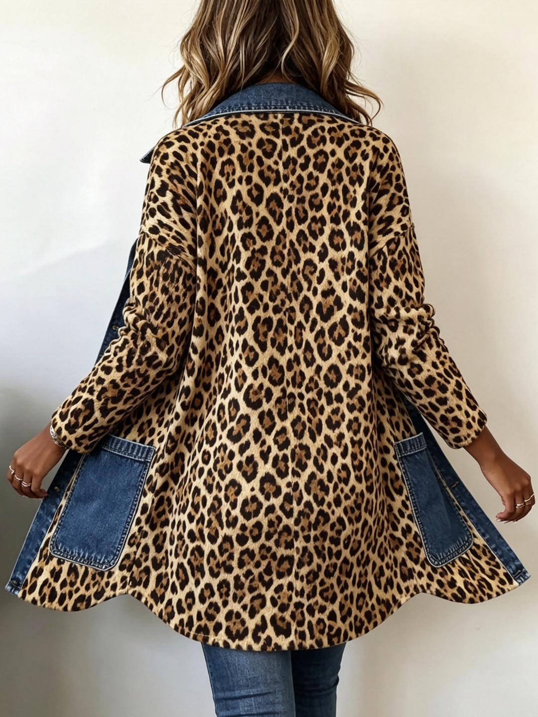 Lorena | Long Leopard and Denim Jacket