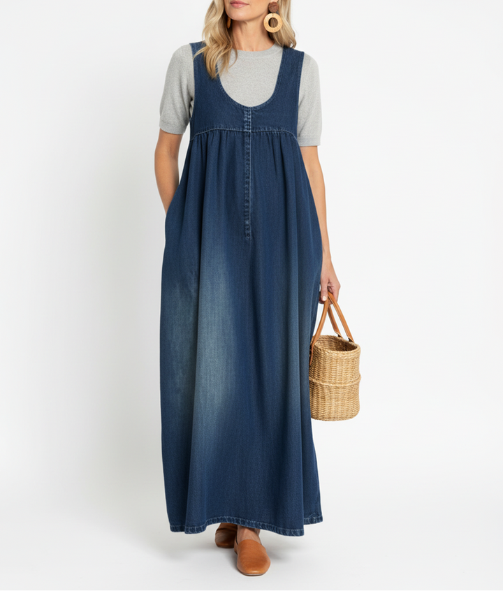 Freya - Vintage Denim Maxi Dress