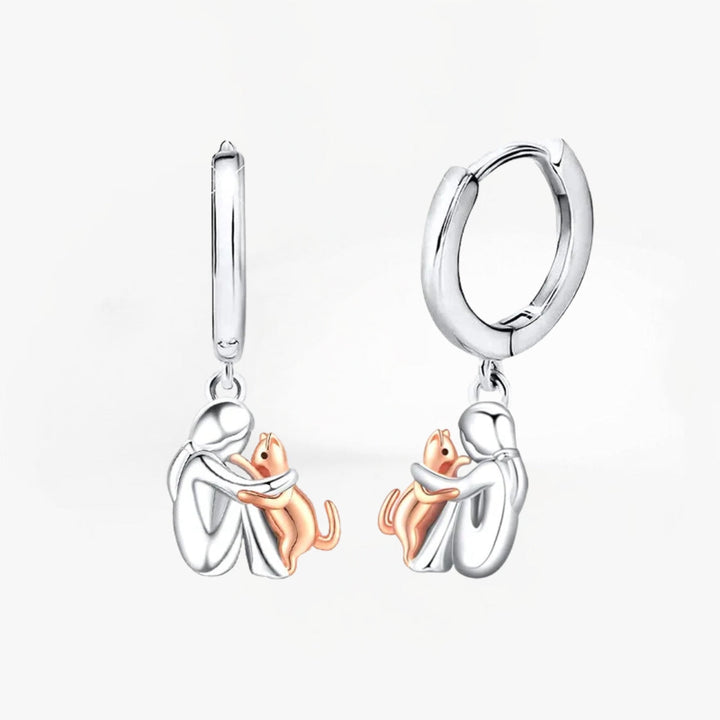 Willow - Cat Hug Round Clasp Earrings