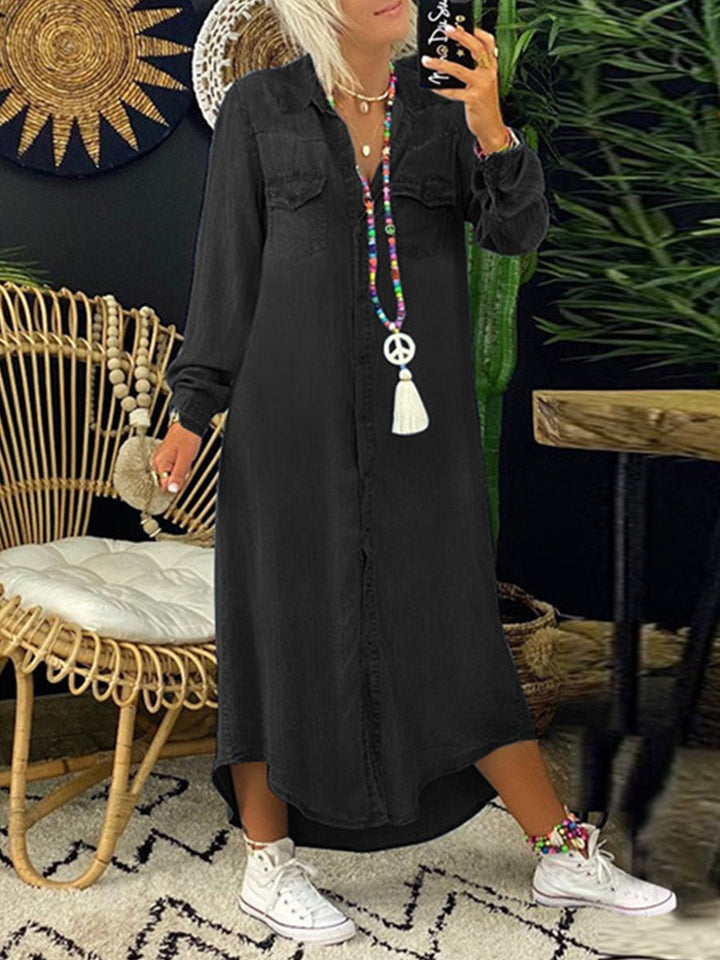 Eloise - Casual Elegant Long Denim Shirt Dress