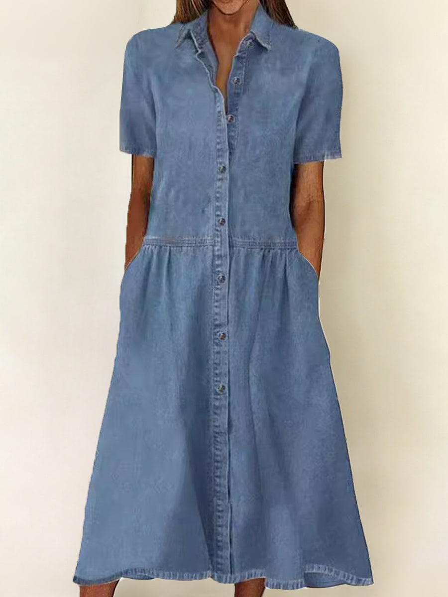 Phoebe - Short Sleeve Denim Dress