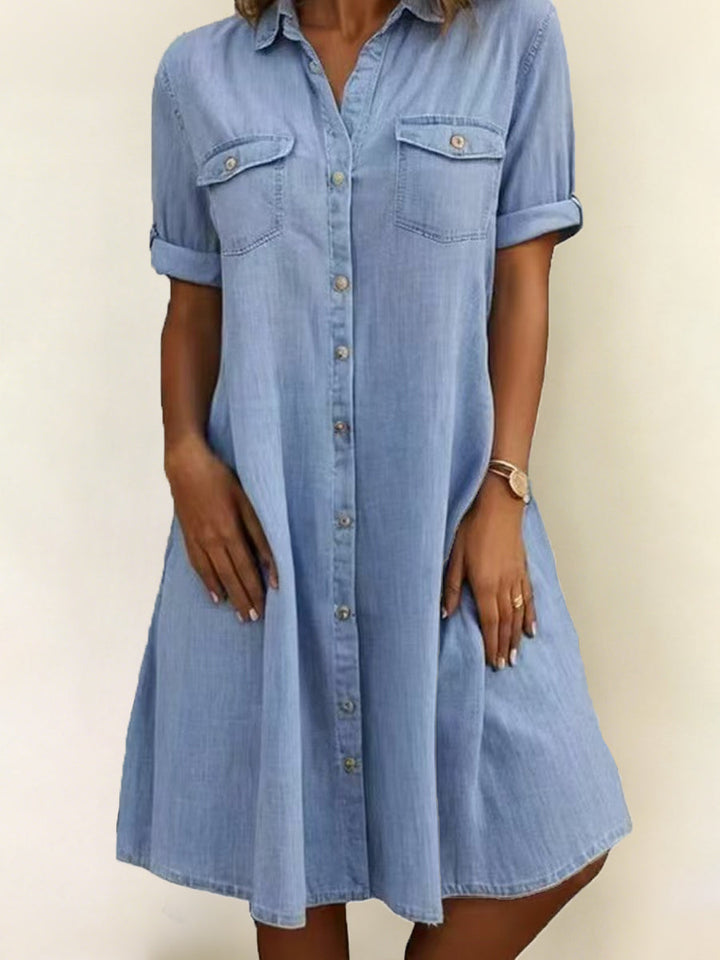 Mia - Casual Denim Style Midi Dress