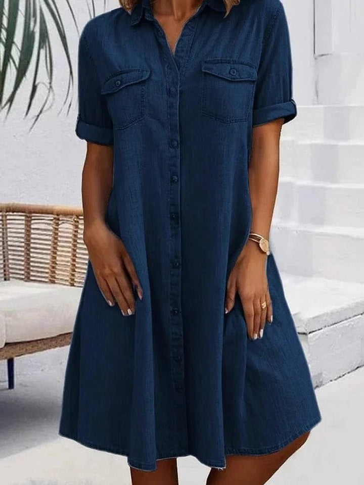Mia - Casual Denim Style Midi Dress