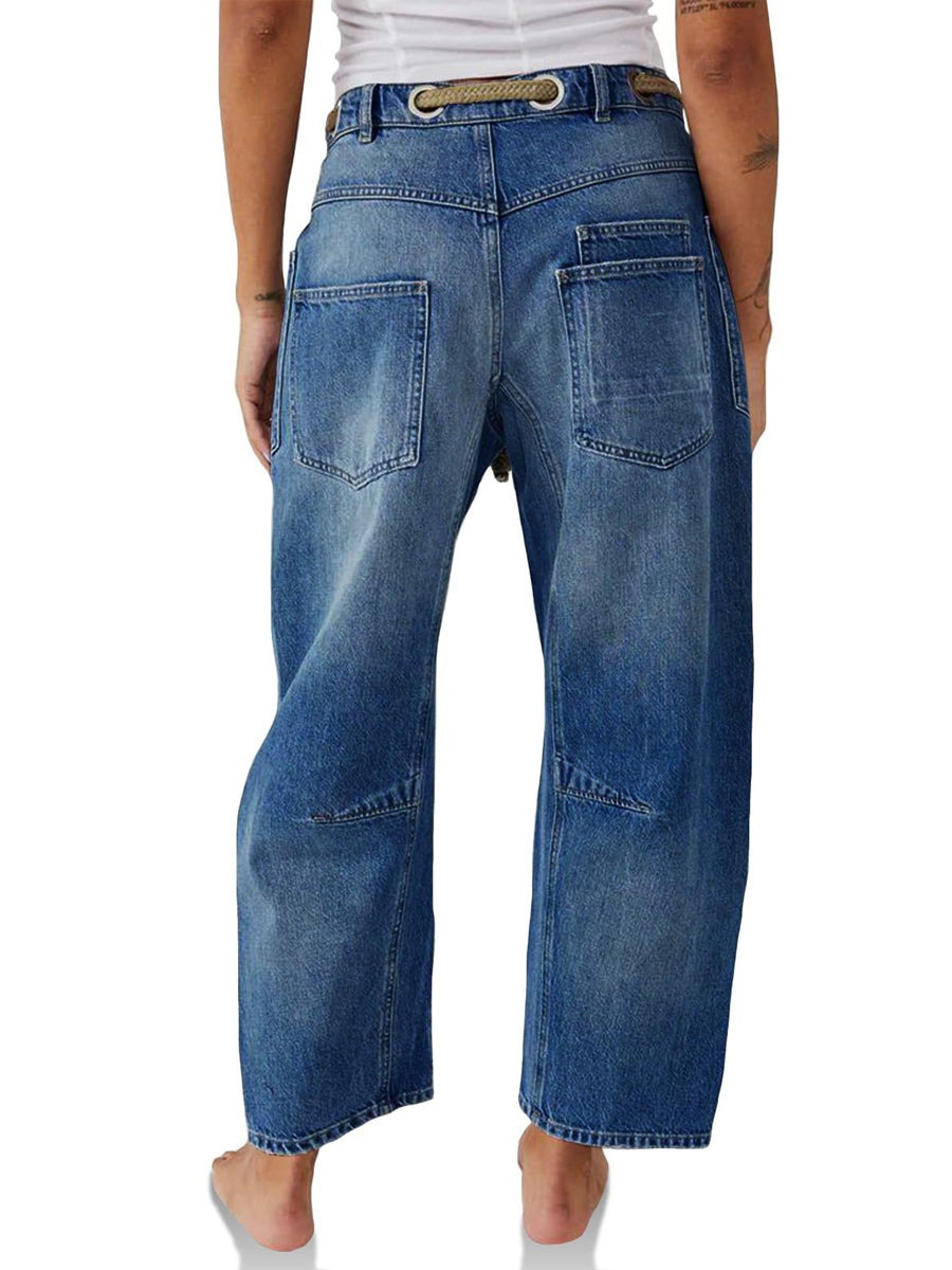 Aria - Patchwork Drawstring Jeans