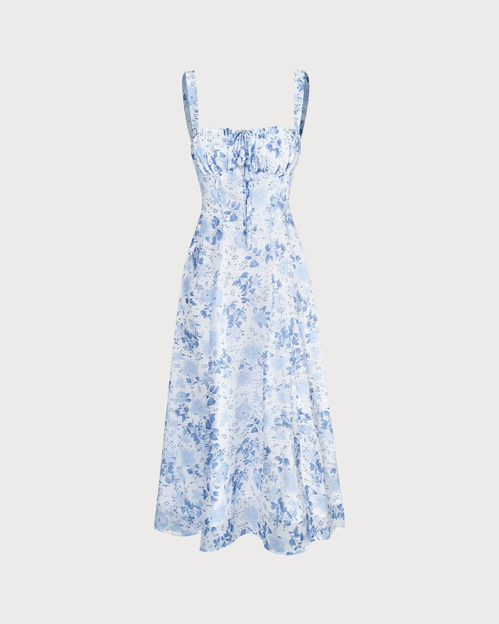 Hayley - Blue Floral Midi Dress