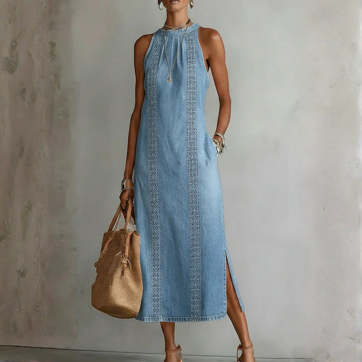 Zoe - Retro Lace Denim Dress